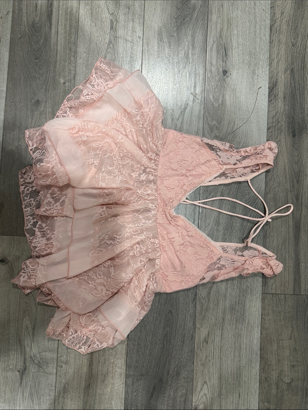 Kimchi Blue Pastel Pink Lace Ruffle Chemise